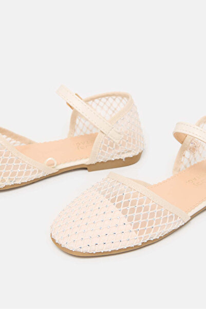 REDTAG Girls Ivory Diamante Ballerina