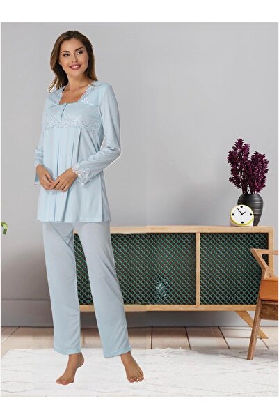 Lohusa Homewear Set de pijamale de maternitate pentru femei, cu design detali...