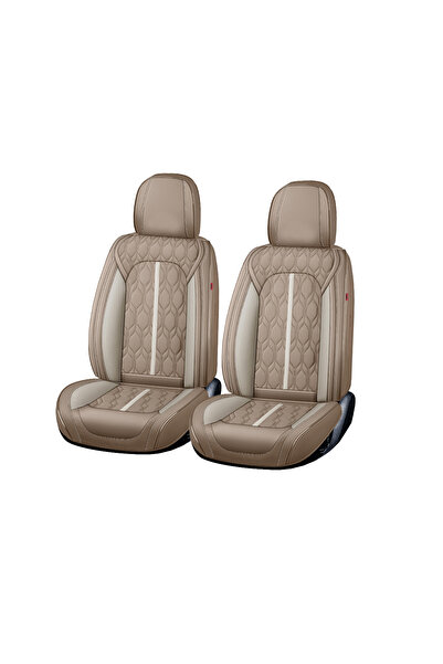 Alista Home Huse auto premium 5 locuri Carguard Deluxe piele ecologica perforata - maro deschis - crem