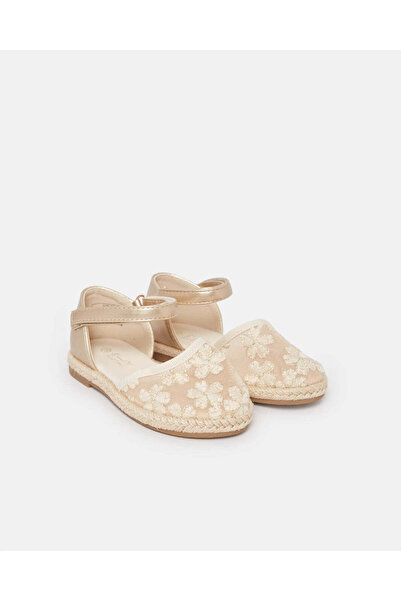 REDTAG Infant Girls Gold Embroidered Espadrille