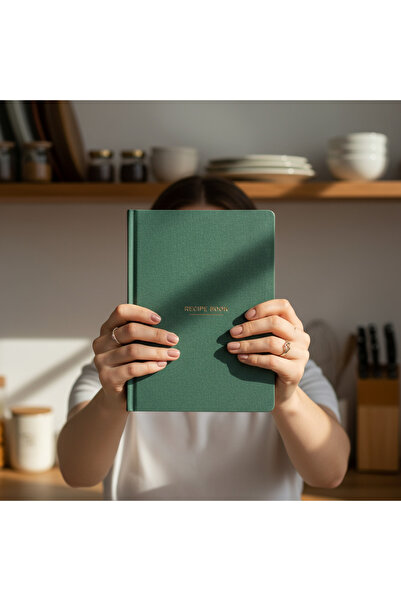 Fark Tanıtım Recipe Book – Hardcover Recipe Journal with 100+ Recipes, Measurement Chart, Note Space, and Chef's Questions