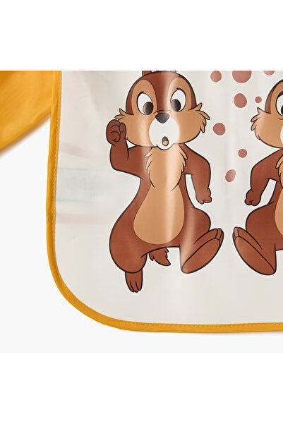 Disney Chip and Dale Print Bib with Long Sleeves and Tie-Ups