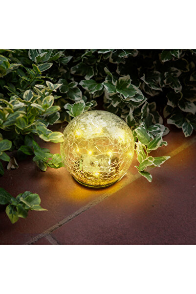 CED AUTO TRADE Lampa solara sfera sticla - 12 cm - 15 LED alb cald