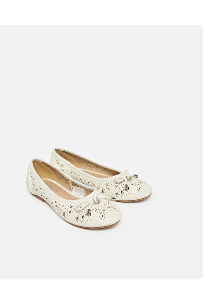 REDTAG Senior Girls White Laser Cut Ballerina