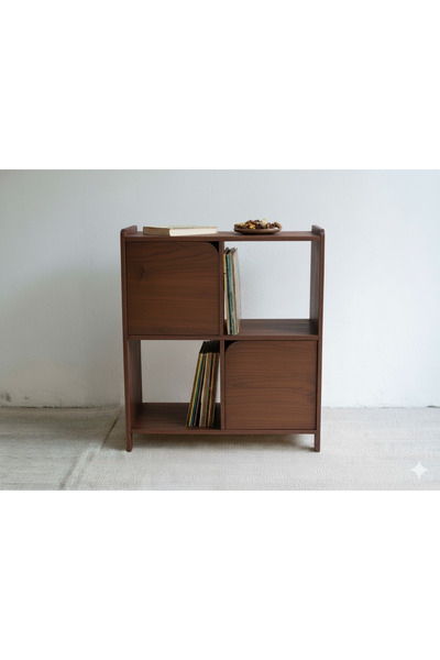 BLAN studio 4 Bölmeli Çok Amaçlı Montessori Kapaklı Ahşap Büfe Plaklık Dolabı...