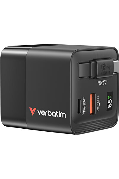 Verbatim 32217, 2 x USB-C, 1 x USB-A, 20 V, 3.25 A, 65 W, Negru