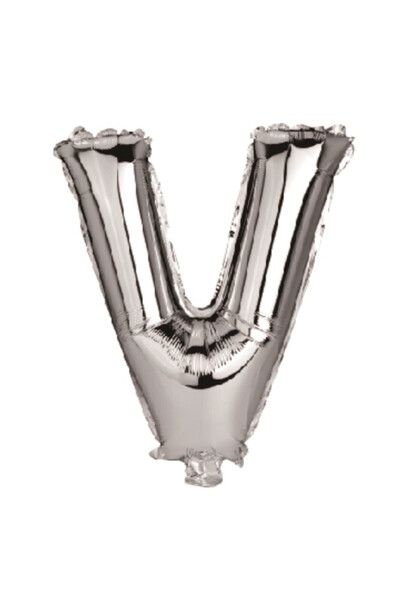 Mirific Party Balon petrecere, folie metalizată argintie, 40 cm, litera V