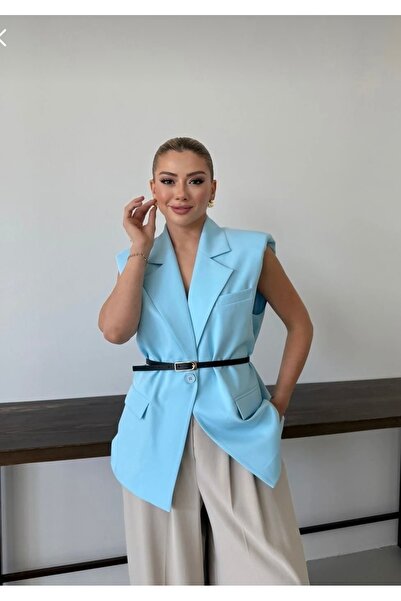 La Perla Boutique Women's Premium Quality Belted Oversized Blazer Vest