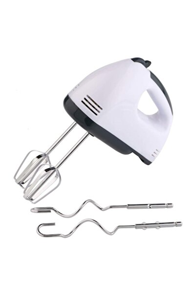 Mevis Line Hand Mixer, 300W, 7 Speeds, Metal Whisks and Hooks, White