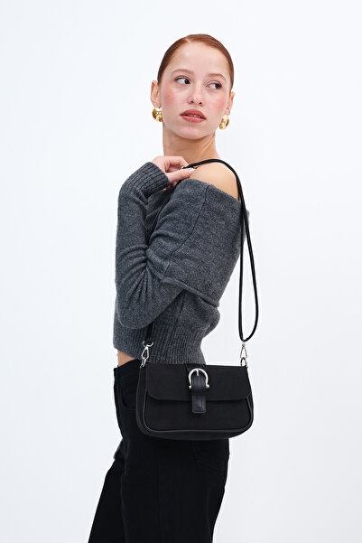 Addax Buckle Detailed Suede Bag Ç2159