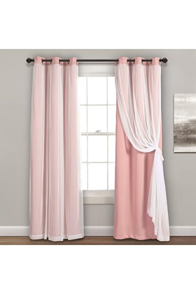 Lush Decor Grommet Panel Pair with Insulated Blackout Lining 84" x 38", Solid, Pink
