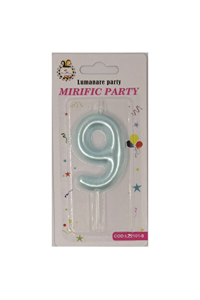 Mirific Party Blue cake candle, 6 cm, number 9