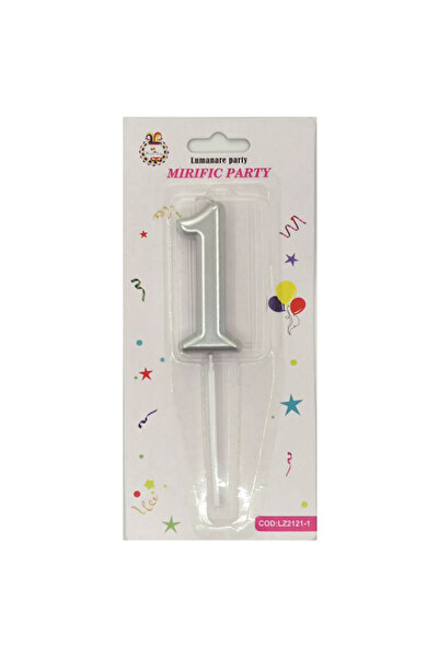 Mirific Party Lumânare argintie pentru tort, 7 cm, numărul 1