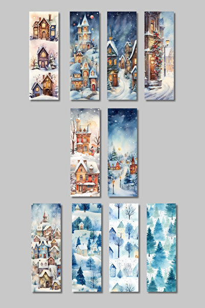 qoeuyl boutique Set de 10 semne de carte cadou cu tematică de iarnă