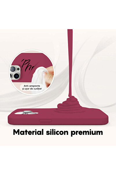 Casey Studios iPhone 14 Soft Silicone Case, Microfiber Inside, Protection, Slim, Burgundy