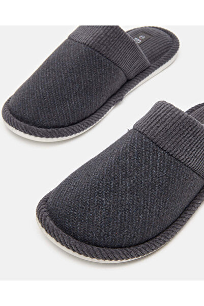 REDTAG Men Charcoal Textured Slippers