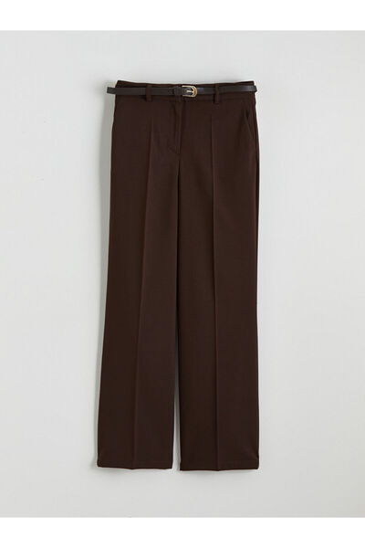 LC Waikiki Lcwaikiki Classic Brown Belted Wide Leg Women's Trousers