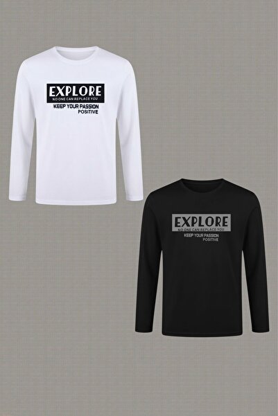 cm buseyiz Pachet de 2 cu imprimeu cu mânecă lungă basic Unisex pentru copii tricou