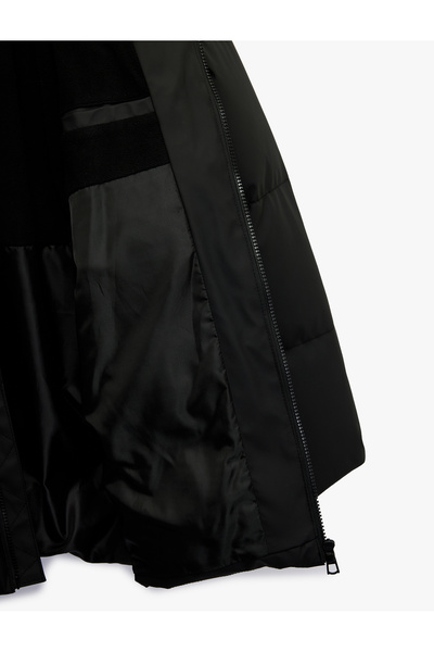 Koton Hooded Long Sleeve Zipper Pocket Detailed Winter Puffer Coat