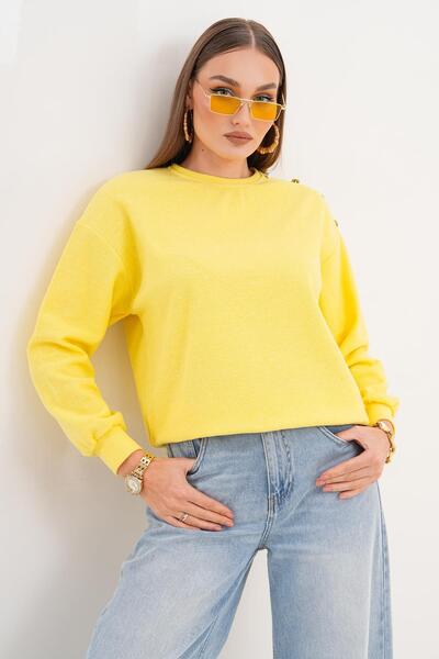 ŞİMAL Γυναικείο πλεκτό φούτερ Σελανίκη με λεπτομέρεια με κουμπιά στον ώμο 255226 -