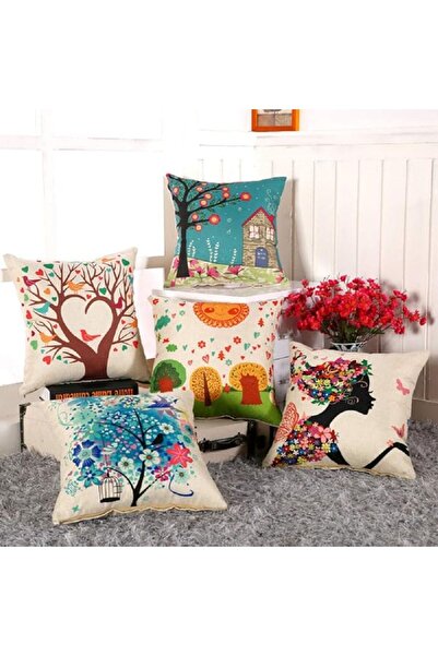 Generic AEROHAVEN Handmade Decorative Jute Cushion Covers, Set of 5, Multicolor, 41×41 cm