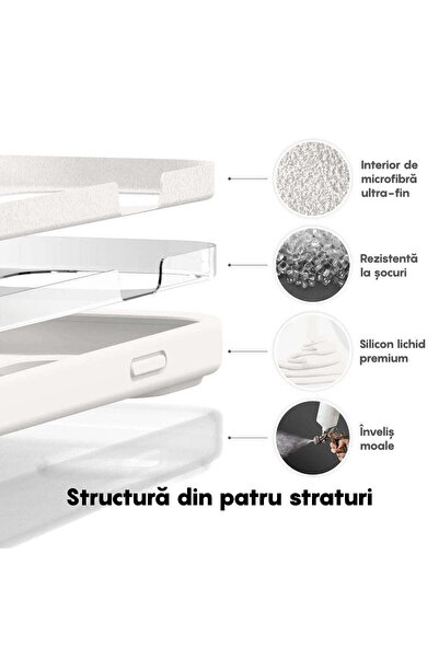 Casey Studios Husa Soft Silicone iPhone 14, Microfibra in Interior, de Protectie, Slim, Alb