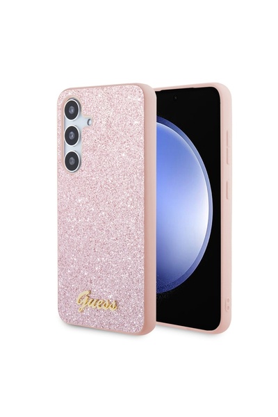 Guess Carcasă pentru Samsung Galaxy S24 Plus, Glitter Script, Roz