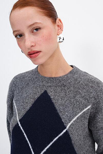 Addax Baklava Patterned Knitwear Sweater K2484