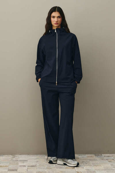 Fahhar Hooded Light Touch Suit Navy Blue