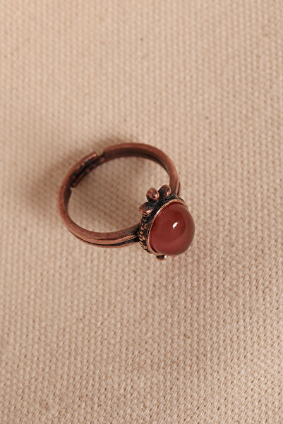 Süspüs Accessories Adjustable Authentic Copper Ring with Agate Stone
