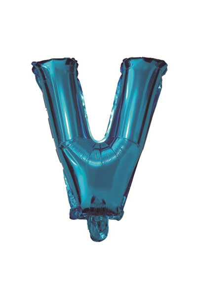 Mirific Party Blue metallic foil party balloon, 80 cm, letter V