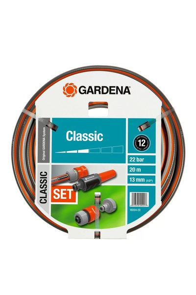 Gardena Classic Bahçe Hortum Seti, 20 m 13 mm – Uç Bağlantı Aparatları Dahil – 22 Bar Dayanım