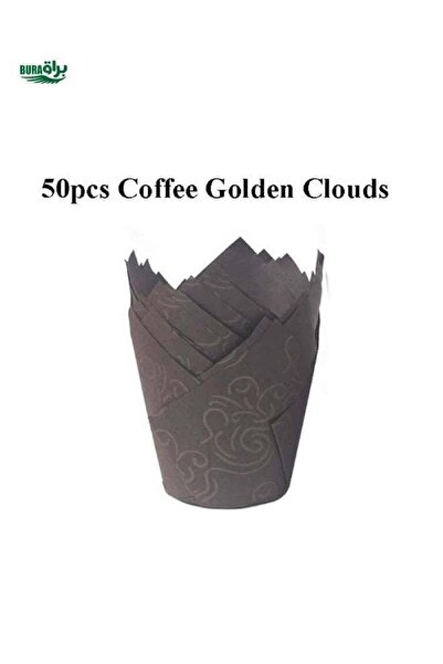 Generic 50pcs Disposable Tulip Muffin Cups - Cloud Stripe Paper Cake Cups