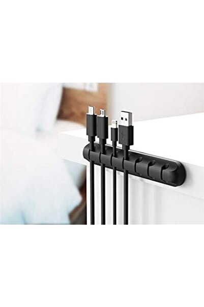 easybox Cable Organizer Flippy - Silicone Cable Clips, Double-sided Adhesive, 7 Slots, Black