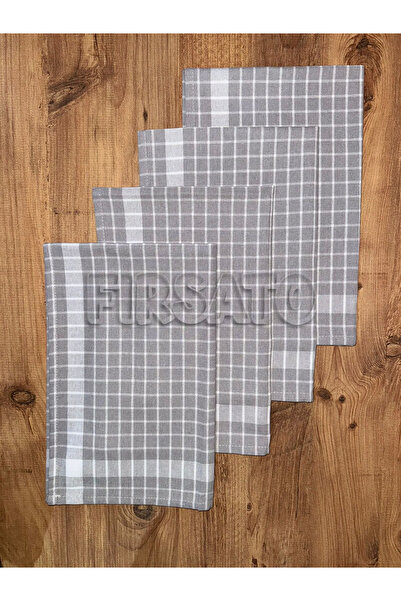 Fırsato Grida Checkered 4-Piece Kitchen Towel Set |   Drying Cloth, Oeko-Tex ...