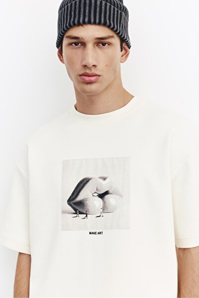 Pull & Bear Kısa kollu "Make Art" sweatshirt