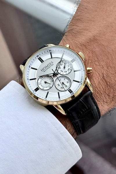 Homies Multifunction with Calendar Guaranteed Black Leather Cord Men's Wristwatch Bracelet Gift Hm56B1