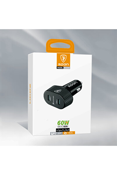 Spon Car Charger Dual PD Ports 60W (Carbon Fiber, Black)