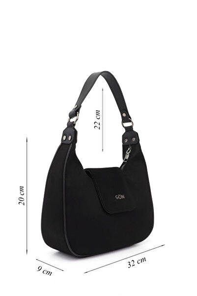 GÖNDERİ(R) Women / Girls Black Suede Long Strap Shoulder Bag