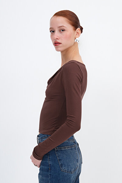 Addax Degaje Collar Long Sleeve Blouse B12723