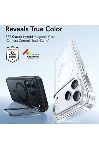 ESR Case for iPhone 17 Pro - Classic Hybrid HaloLock Kickstand - Frosted Black