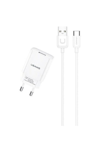 Usams USA000449 USB Fast Charging 10W + Cablu USB la USB Type-C Alb