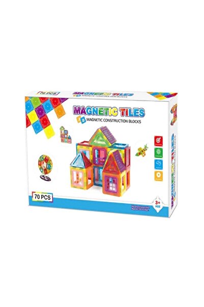 Premium 70-Piece Magnetic Tiles Set - STEM Construction Blocks for Kids' Creative Building