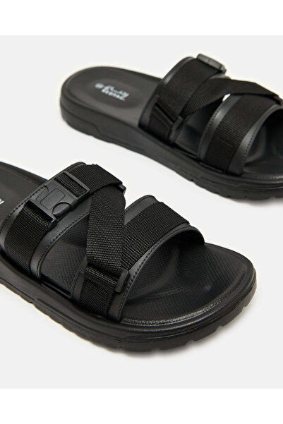 REDTAG Men Black Clasp Slide