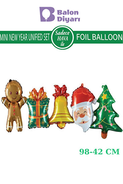 BALON DİYARI Yılbaşı Birleşik set balon 5li 98-42cm hava ile uyumlu