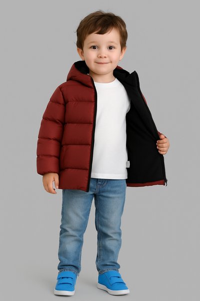 blayn jeans Erkek Çocuk Kapşonlu Montİçi Polarlı Su Ve Rüzgara Dayanıklı