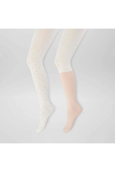 KİABİ Pack of 2 pairs of decorative knit tights BEIGE