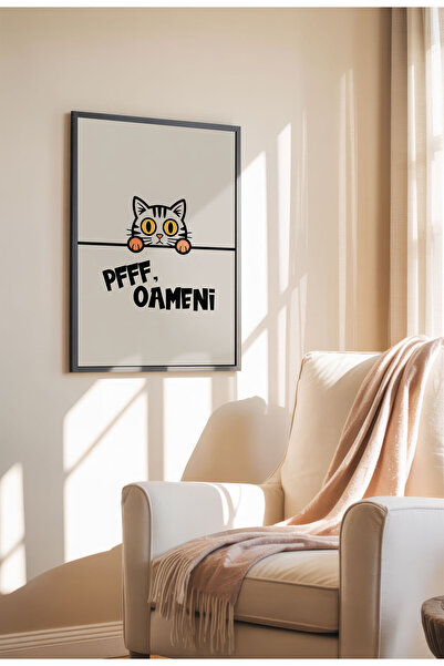 21mxm Unframed Cat Quote Canvas Poster in Romanian - Digital Print - pff, Oameni