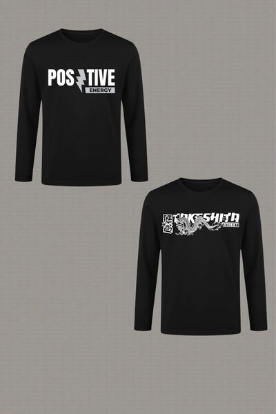 cm buseyiz Pachet de 2 cu imprimeu cu mânecă lungă basic Unisex pentru copii tricou