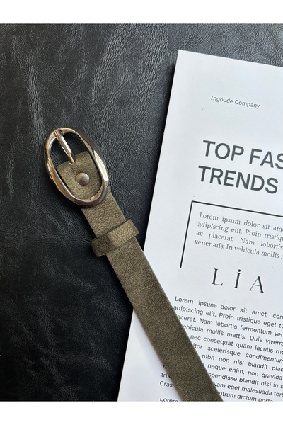 LİA KEMER Eminent Long Ring Patterned Suede Women's Silver Buckle Belt Jacket Belt Dress Belt Trouser Belt